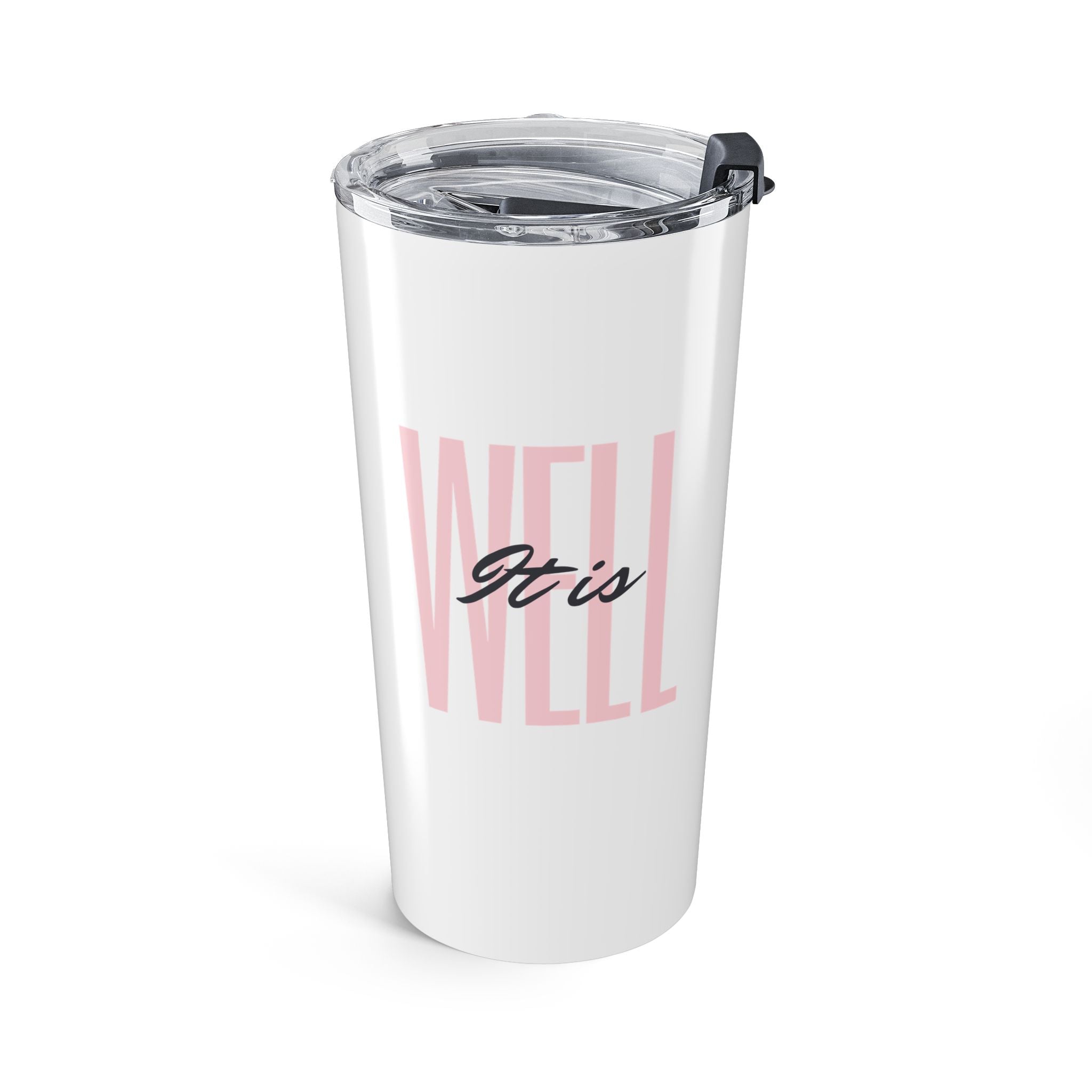 Favorite Hymns ~ It Is Well Pink Letters Tumbler 20oz