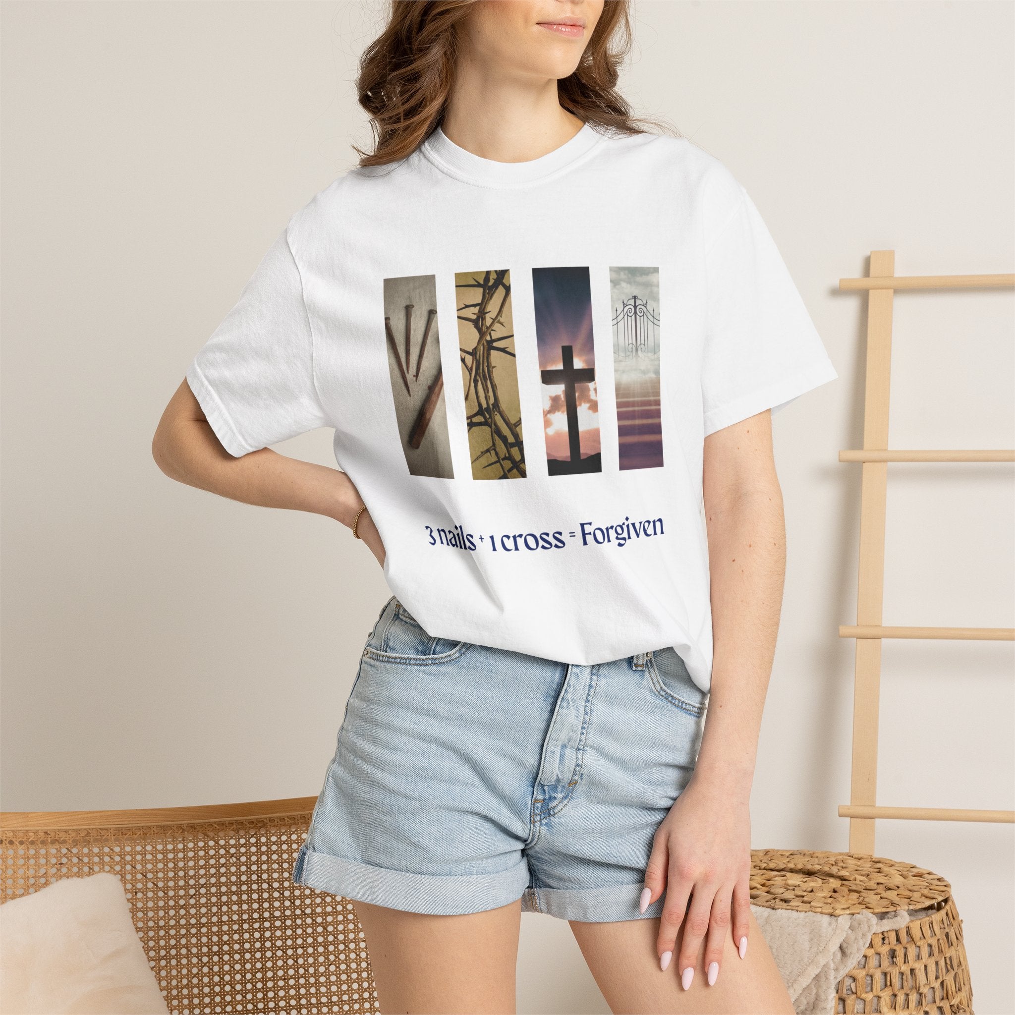 Forgiven Unisex T-Shirt - 3 Nails 1 Cross Design