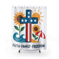 Faith Family Freedom Patriotic Sunflowers Shower Curtain
