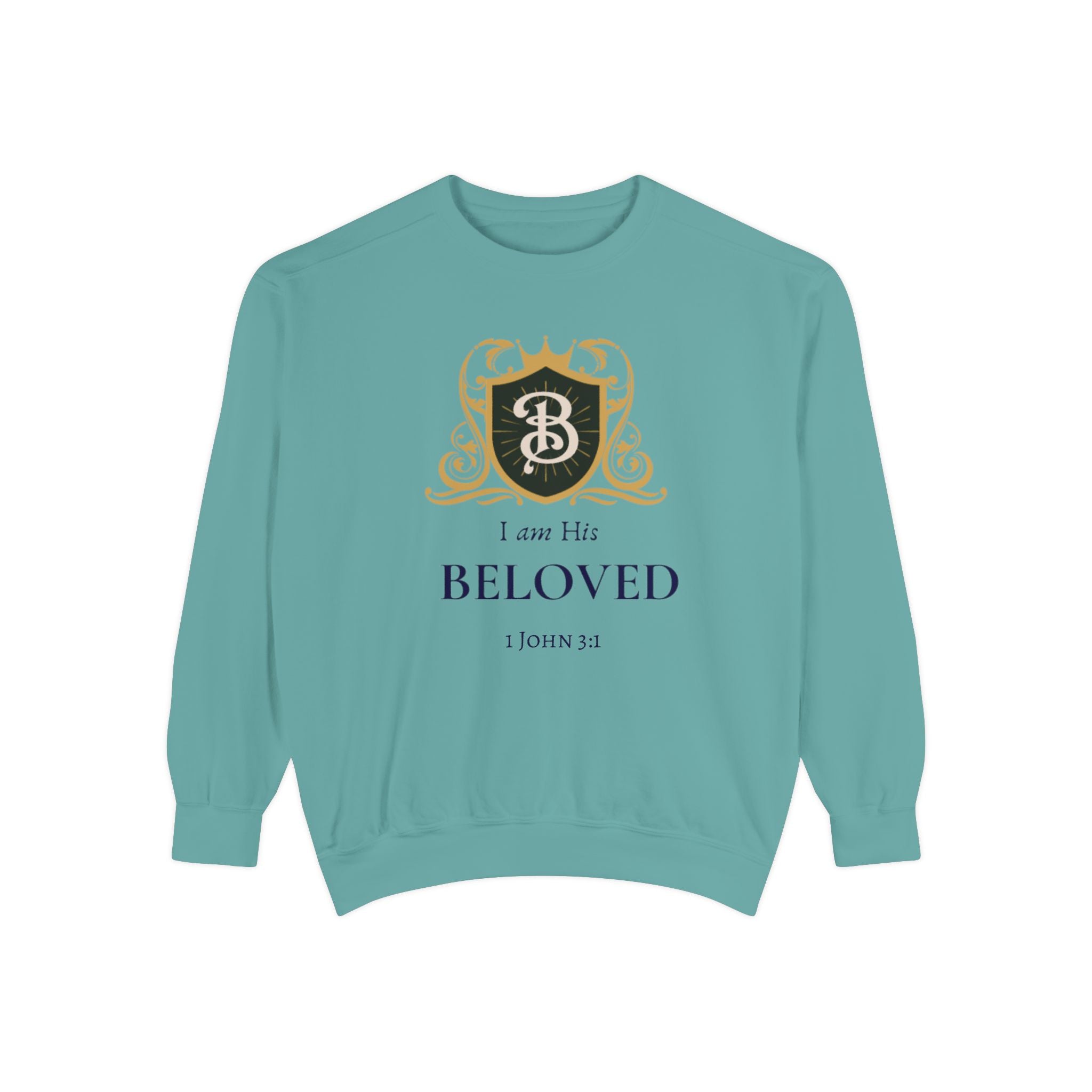 I am His Beloved Crested Garment-Dyed Sweatshirt