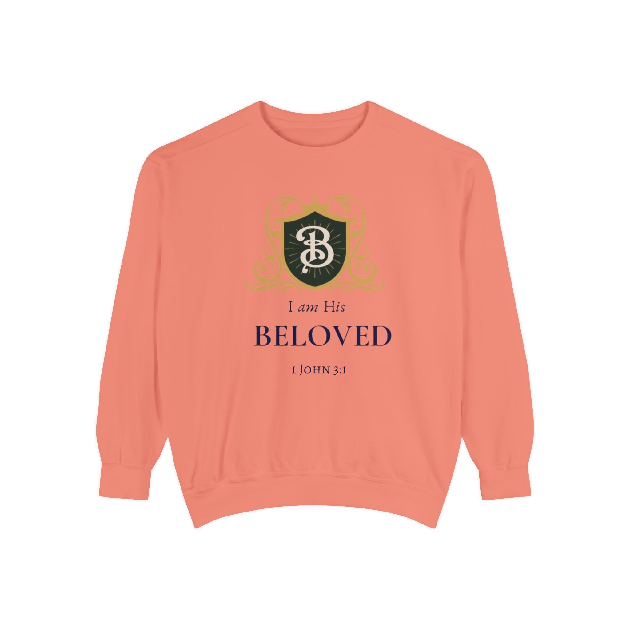 I am His Beloved Crested Garment-Dyed Sweatshirt