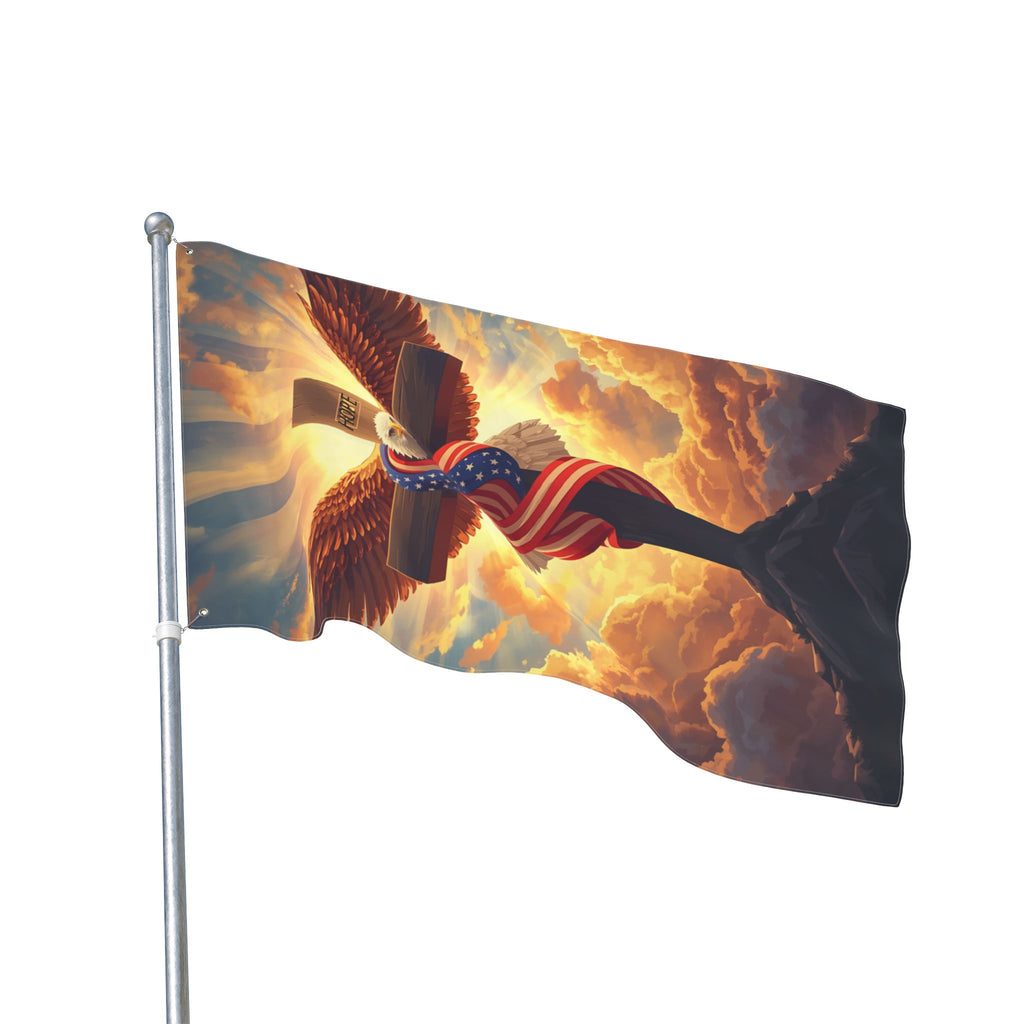 American Eagle and Cross  Double Sided Flag