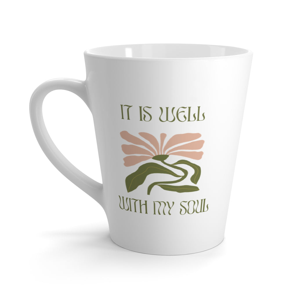 Favorite Hymns ~ It is Well Pink Flower Latte Mug