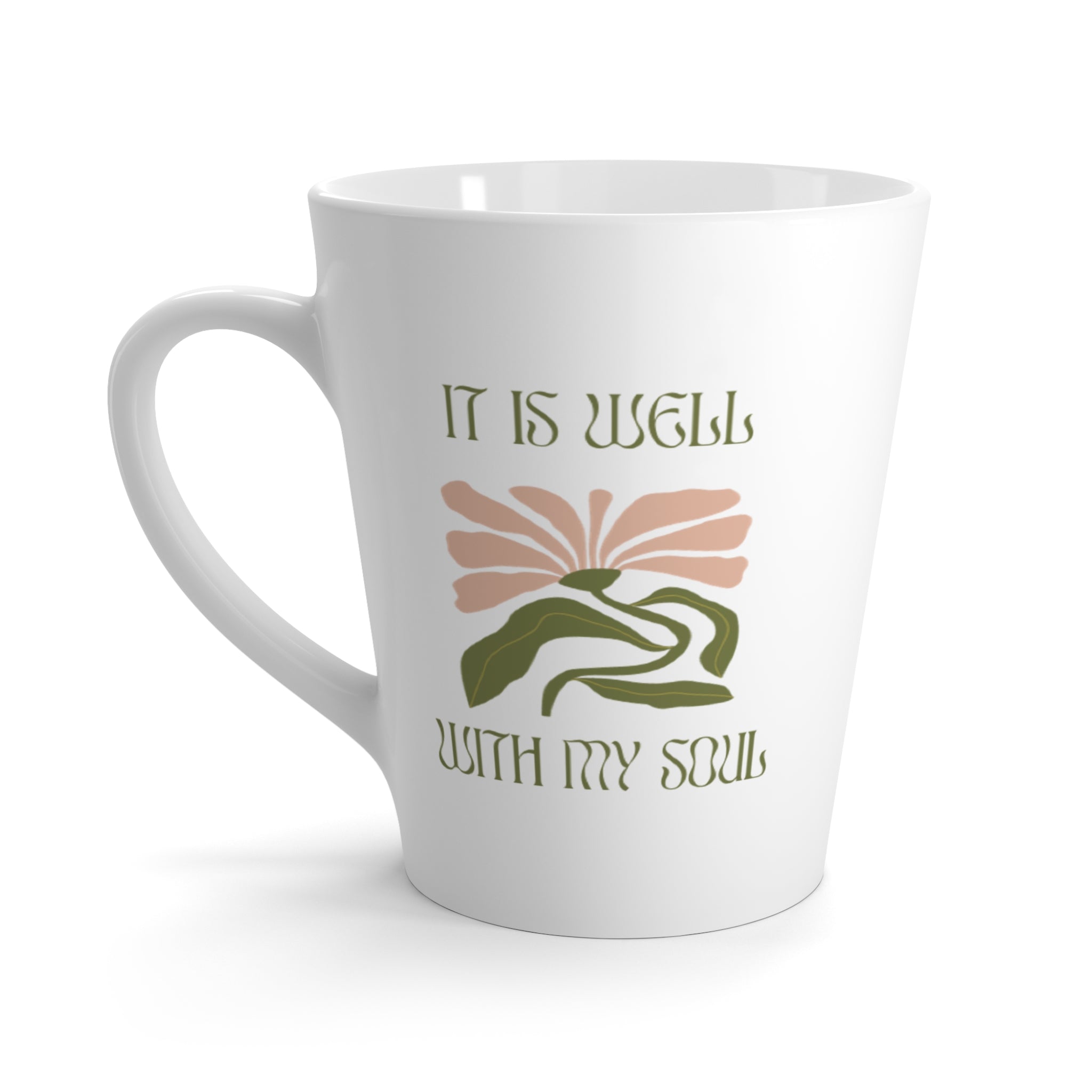 Favorite Hymns ~ It is Well Pink Flower Latte Mug