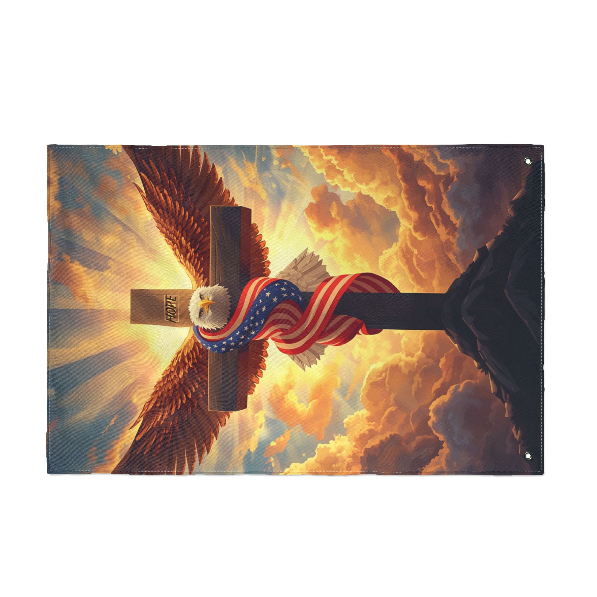 American Eagle and Cross  Double Sided Flag