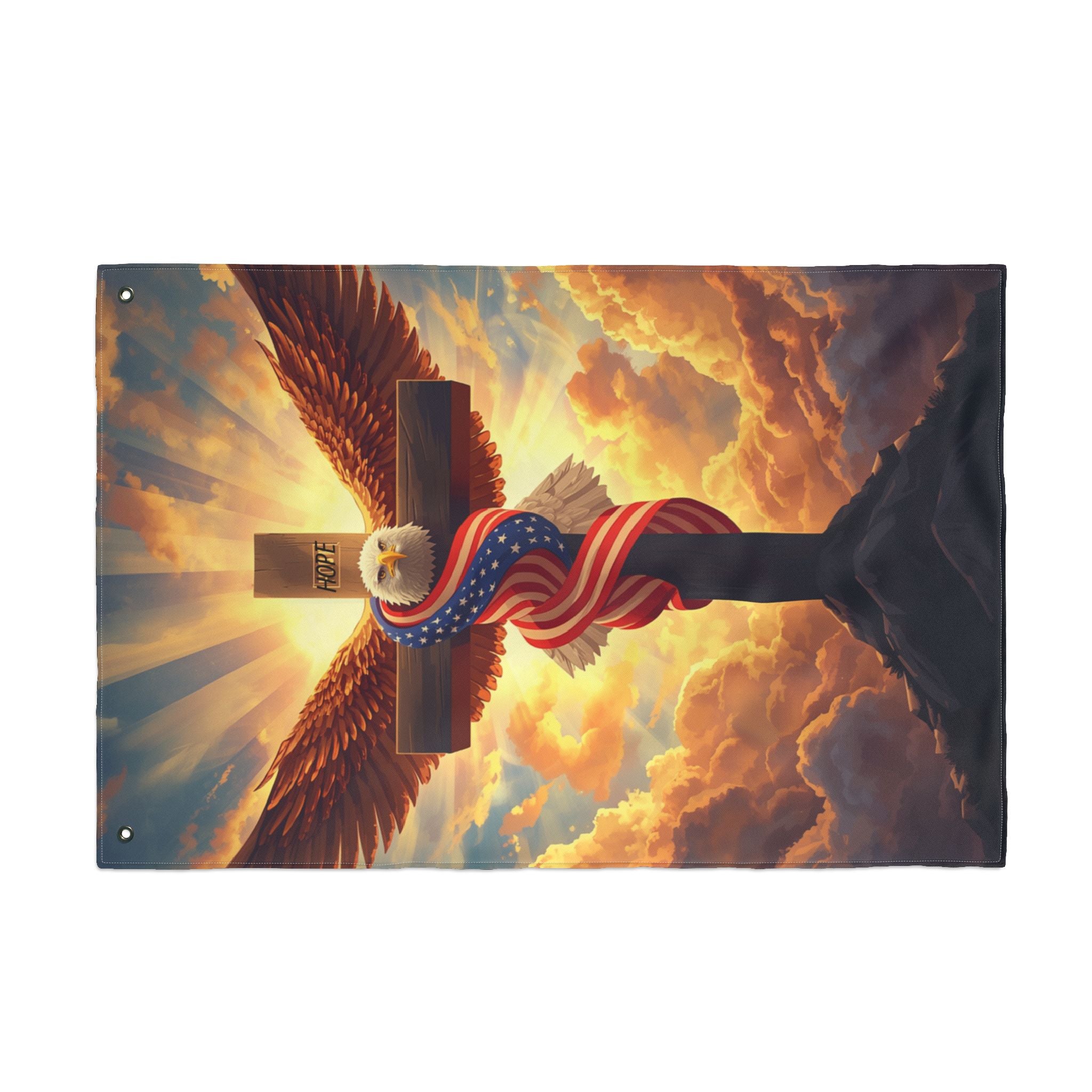 American Eagle and Cross  Double Sided Flag