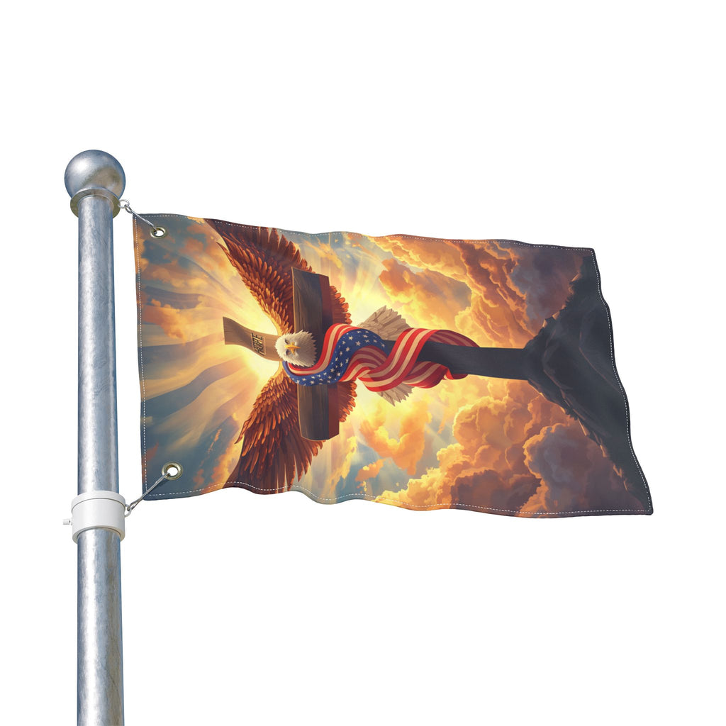 American Eagle and Cross  Double Sided Flag