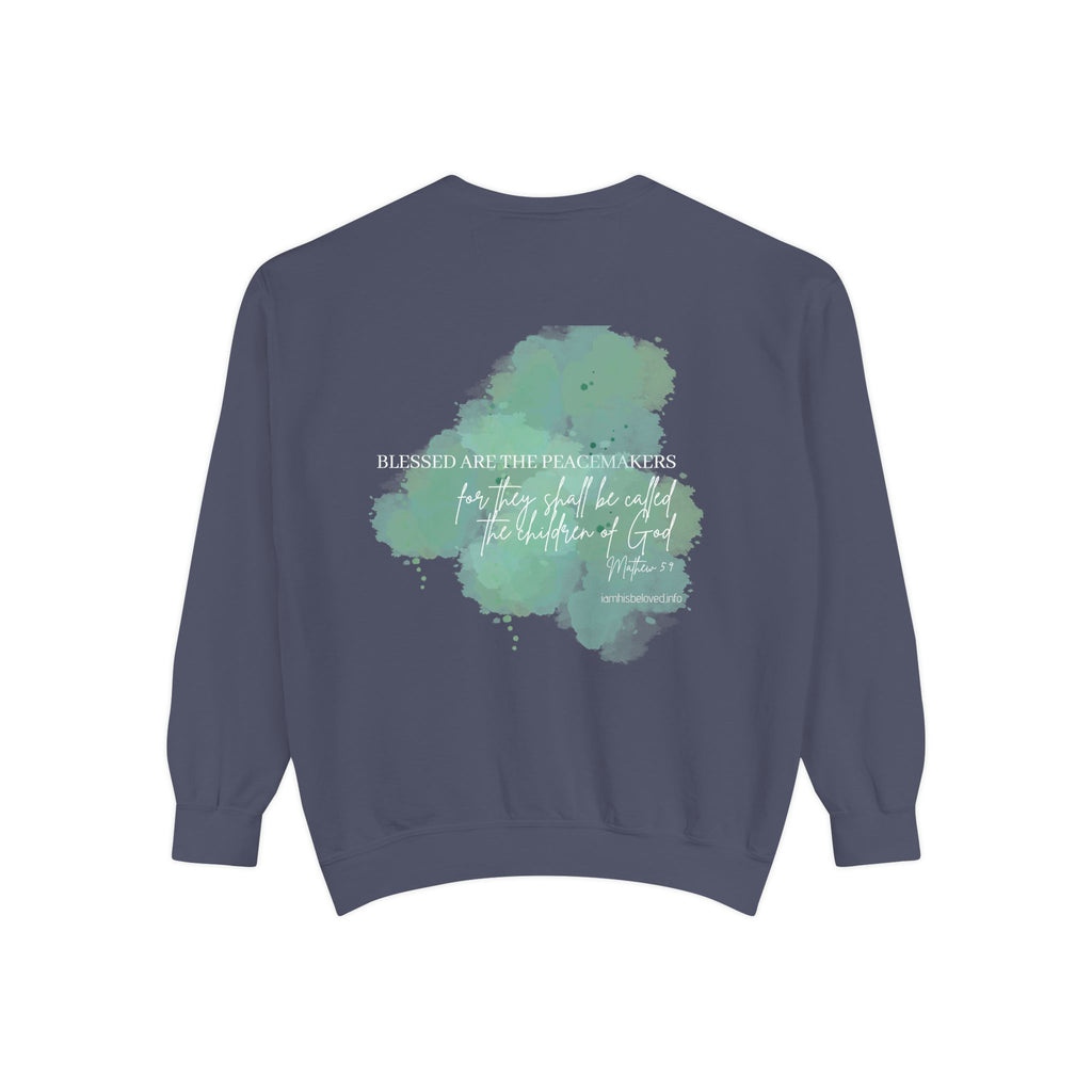 Bee-Attitudes ~ Matthew 5:9 ~ Garment-Dyed Sweatshirt White Letters