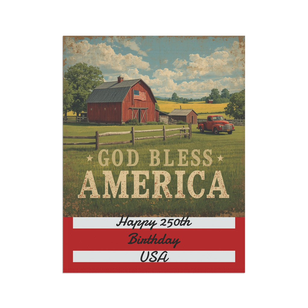 God Bless America Garden Flag Garden & House Banner, Patriotic Barn Design