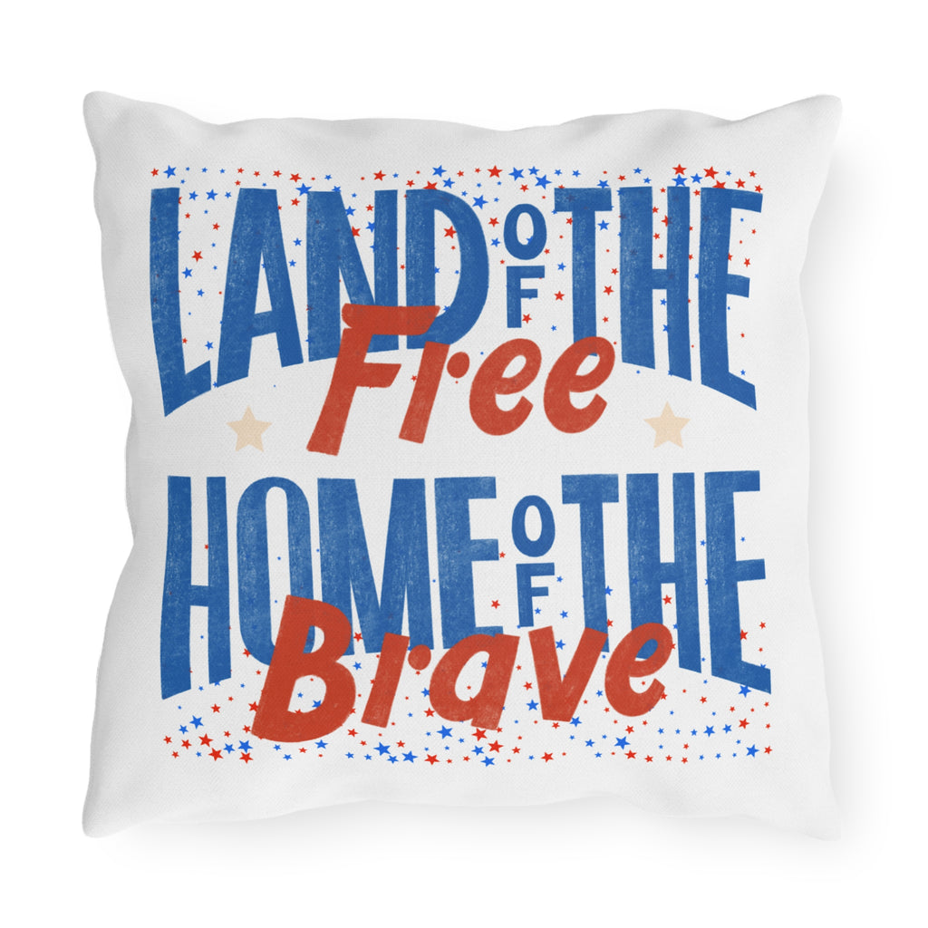 4th of July Barn Scene Outdoor Pillow | Land of the Free Home of the Brave Outdoor Pillow