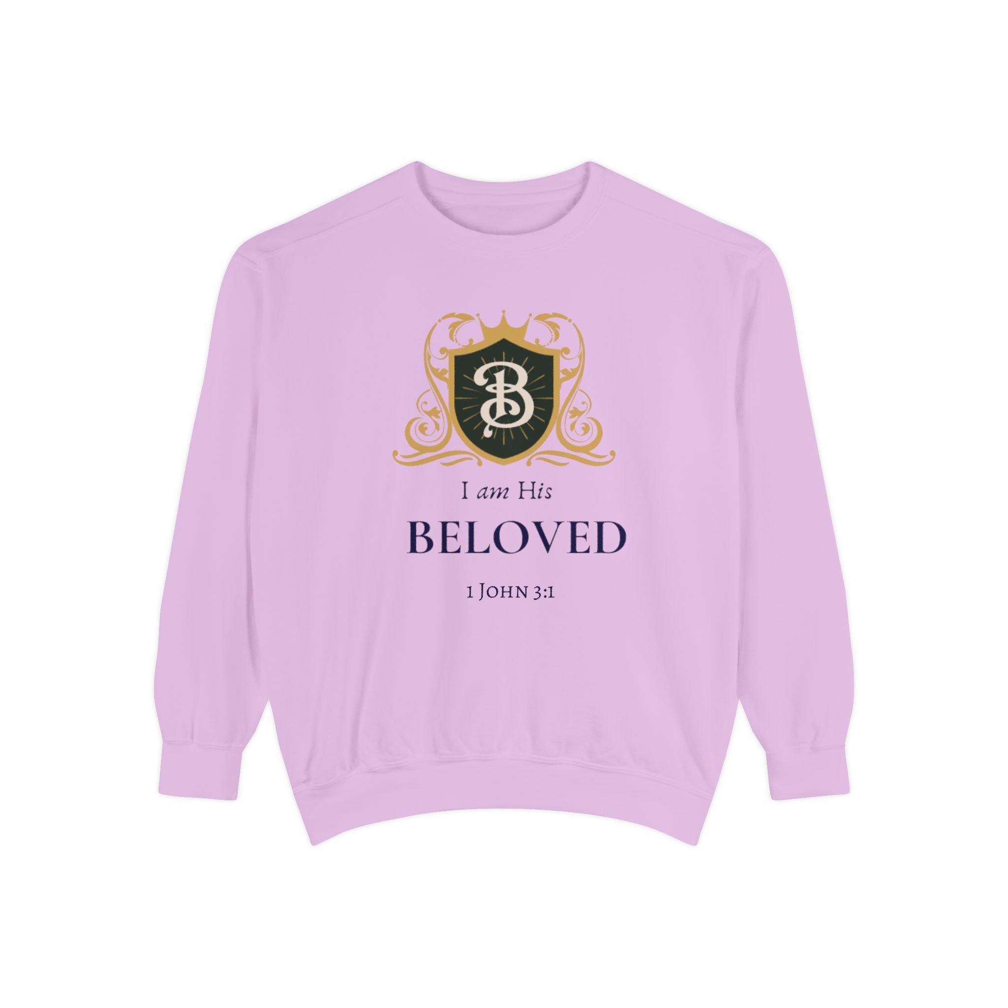 I am His Beloved Crested Garment-Dyed Sweatshirt