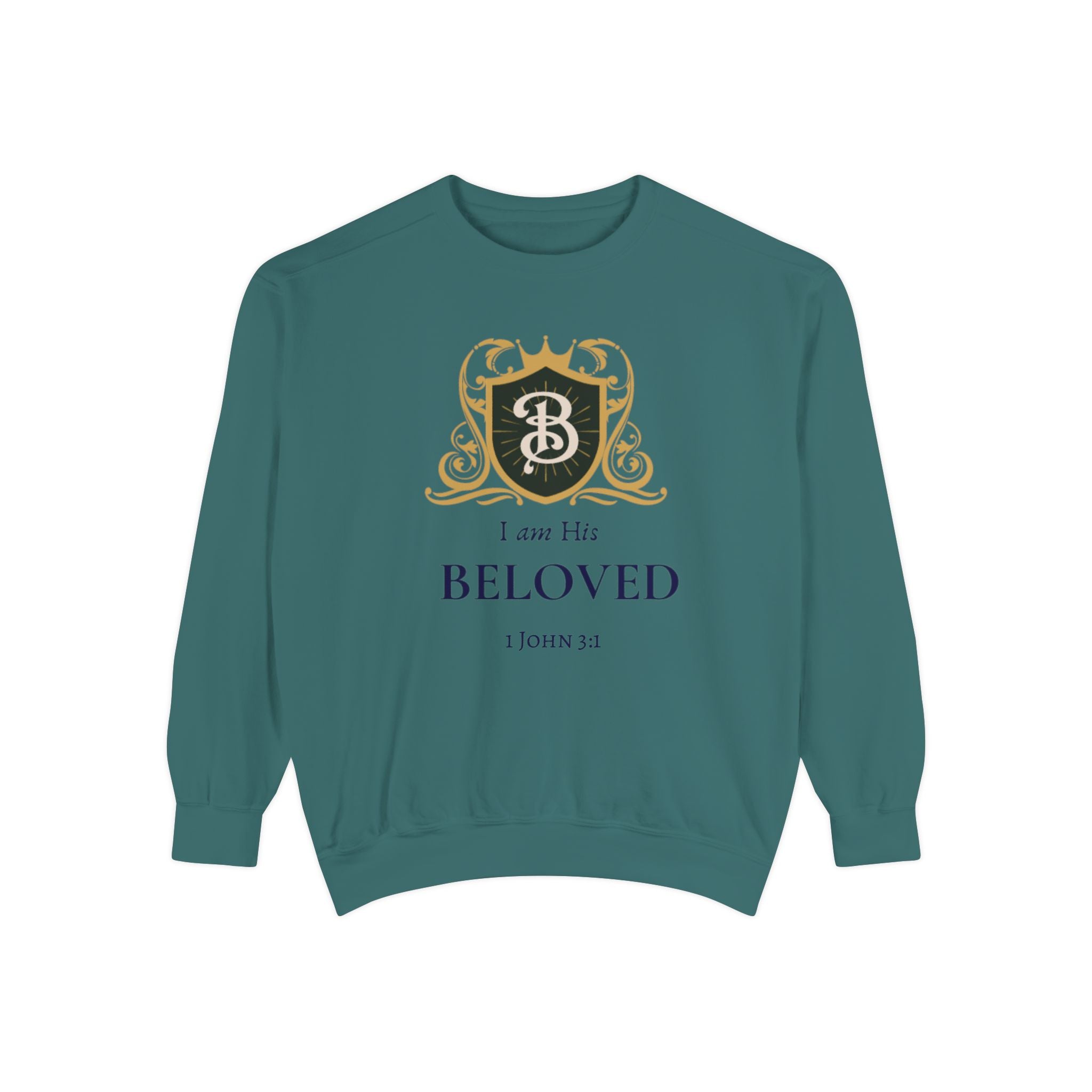 I am His Beloved Crested Garment-Dyed Sweatshirt