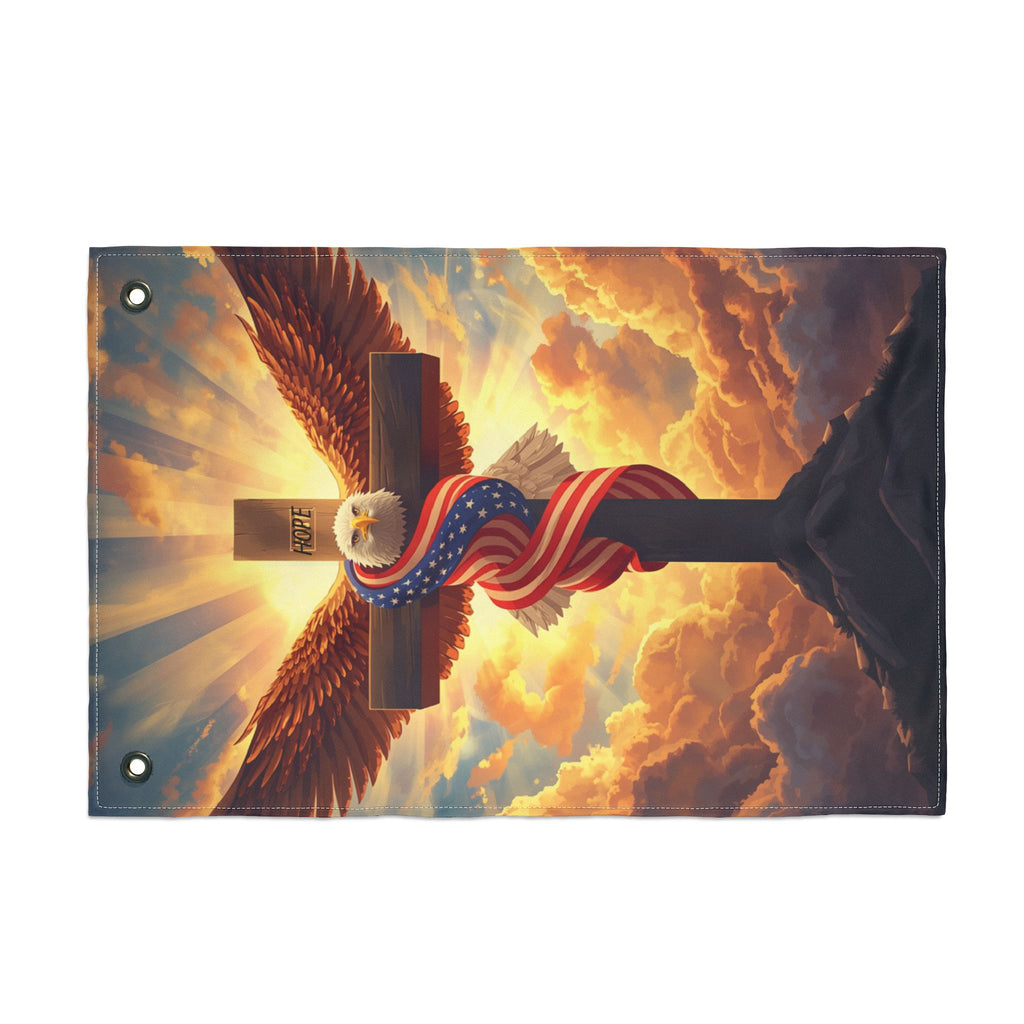 American Eagle and Cross  Double Sided Flag