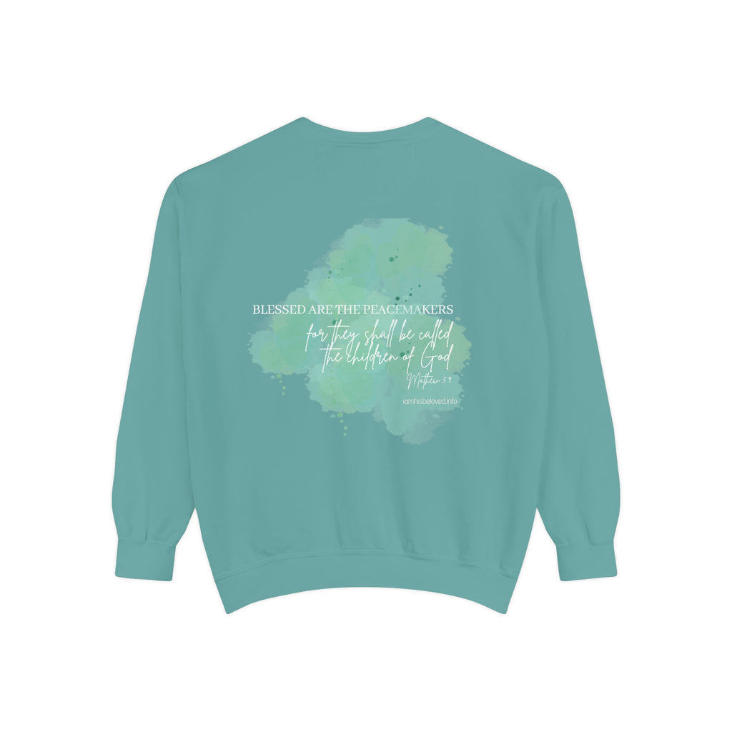 Bee-Attitudes ~ Matthew 5:9 ~ Garment-Dyed Sweatshirt White Letters