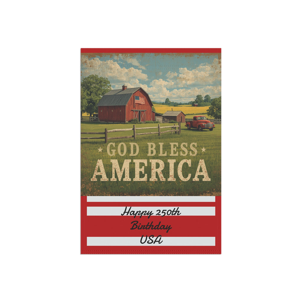 God Bless America Garden Flag Garden & House Banner, Patriotic Barn Design
