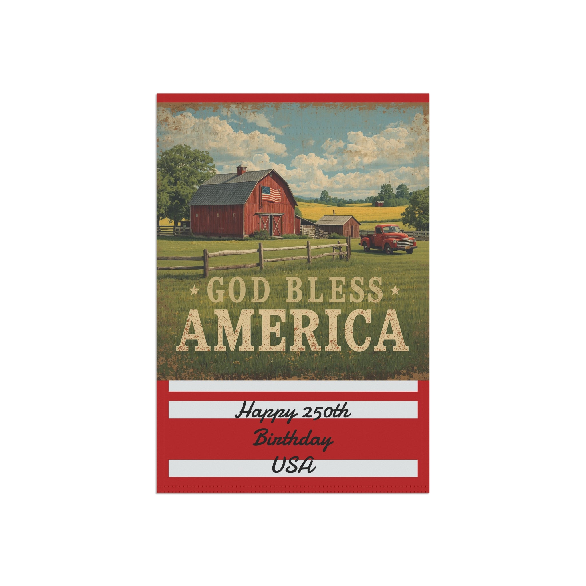 God Bless America Garden Flag Garden & House Banner, Patriotic Barn Design