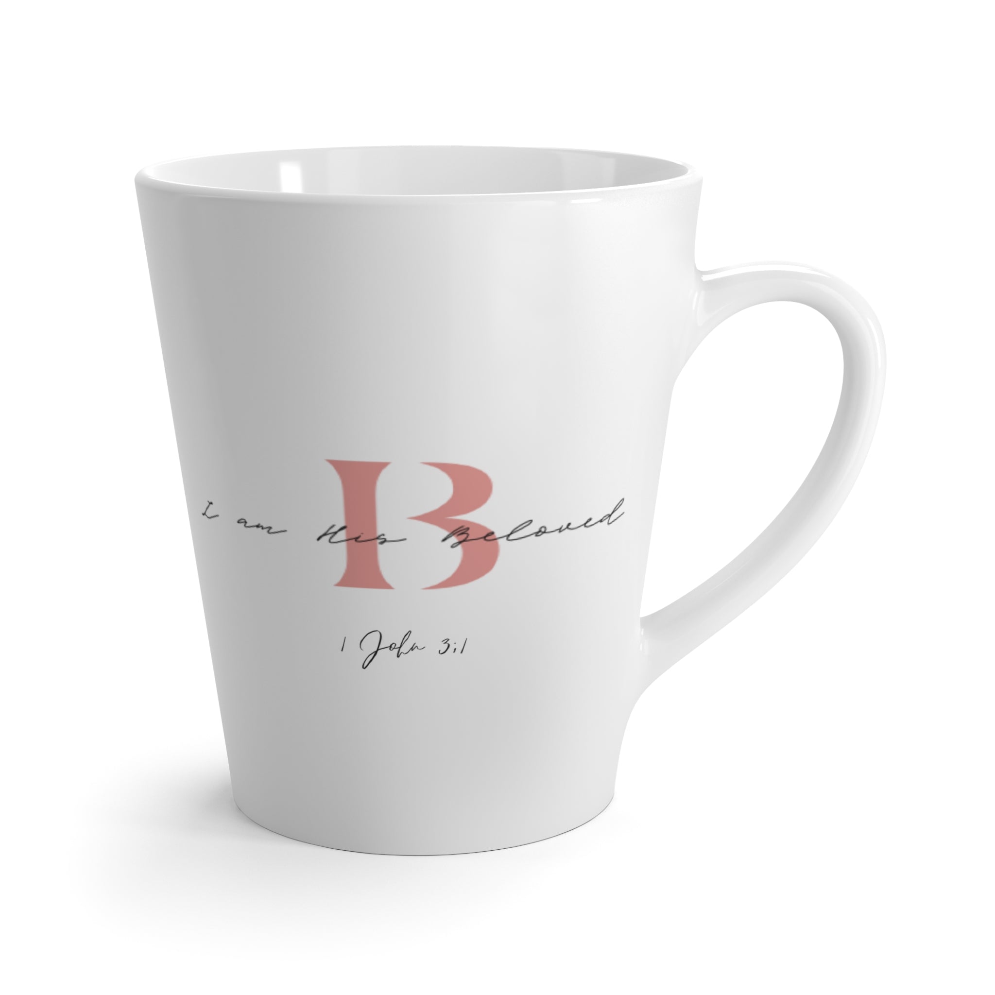I am His Beloved Pink B Latte Mug