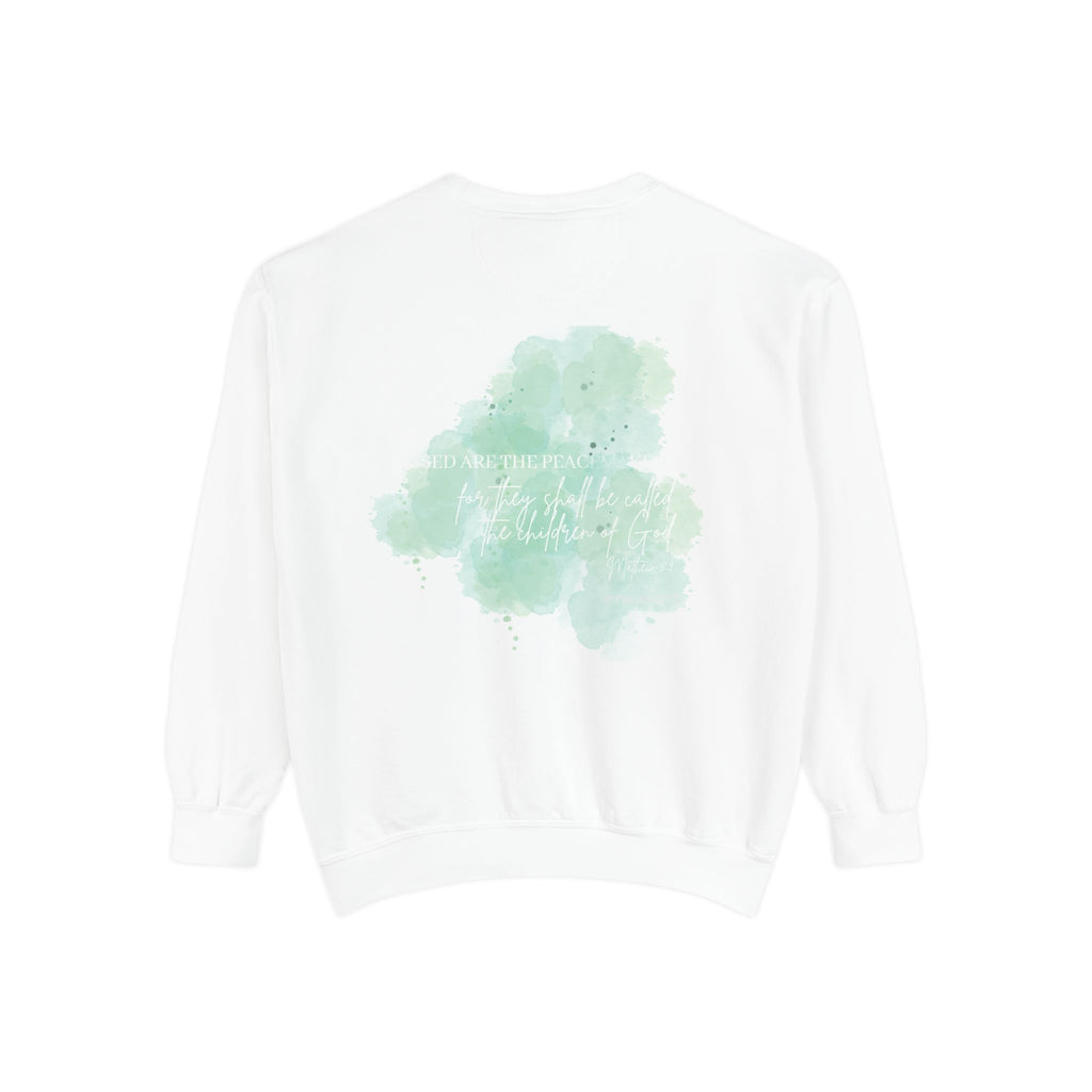 Bee-Attitudes ~ Matthew 5:9 ~ Garment-Dyed Sweatshirt White Letters