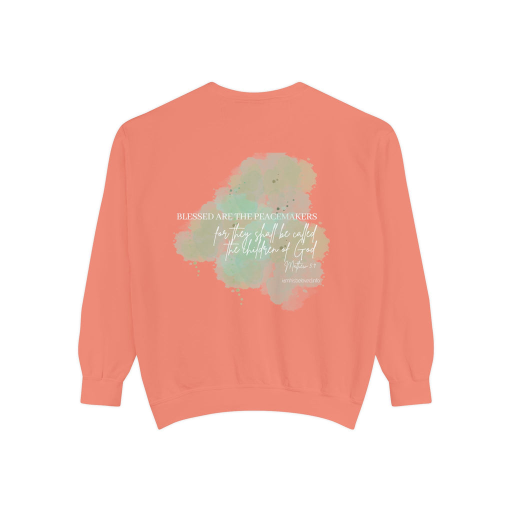 Bee-Attitudes ~ Matthew 5:9 ~ Garment-Dyed Sweatshirt White Letters