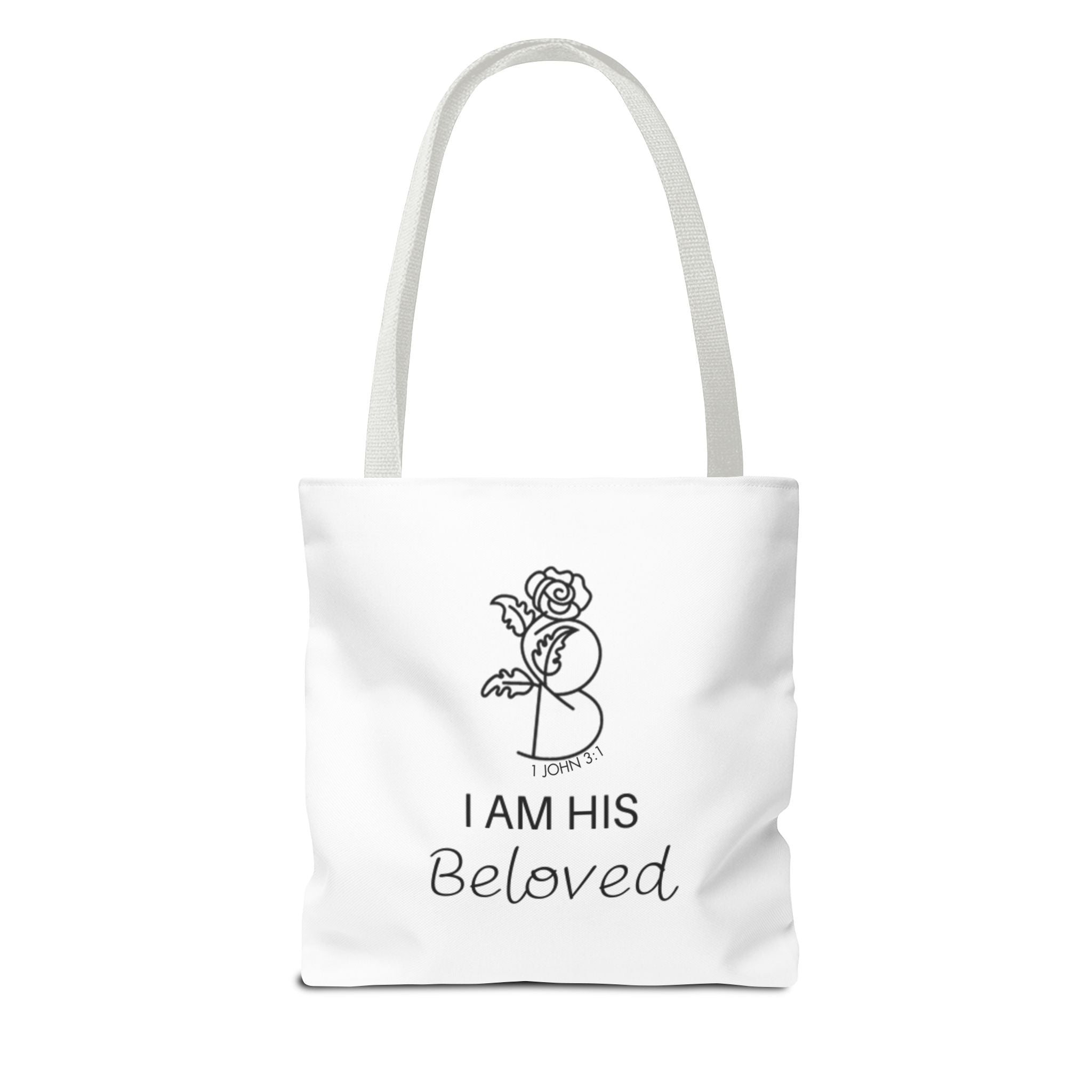 I am His Beloved Tote Bag (AOP)Rose