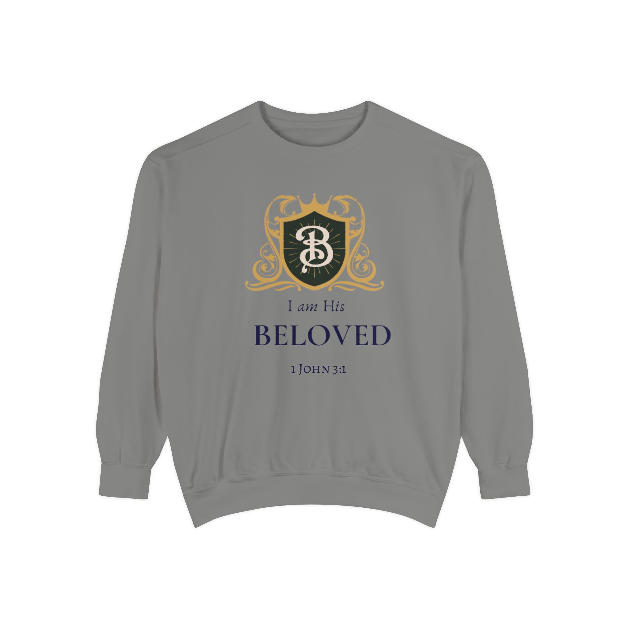 I am His Beloved Crested Garment-Dyed Sweatshirt