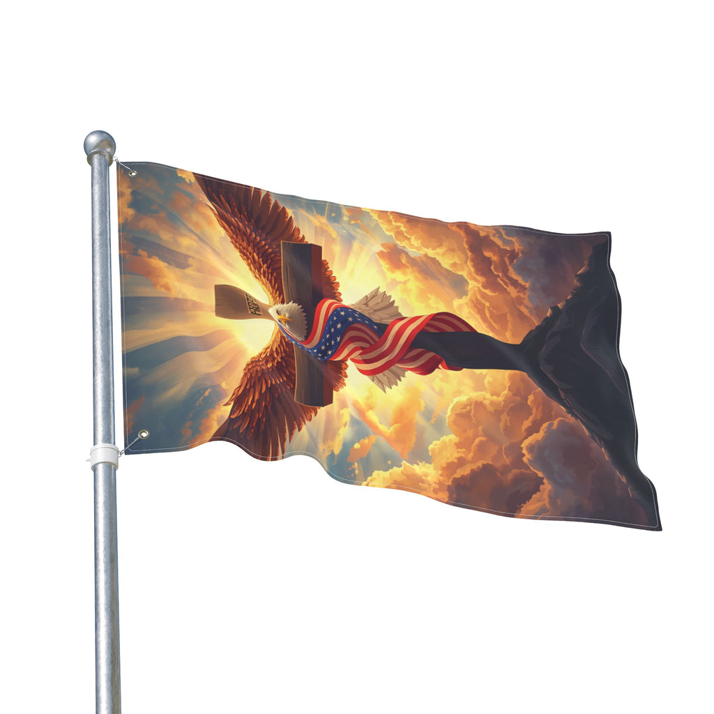American Eagle and Cross  Double Sided Flag