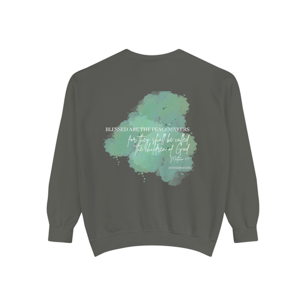 Bee-Attitudes ~ Matthew 5:9 ~ Garment-Dyed Sweatshirt White Letters