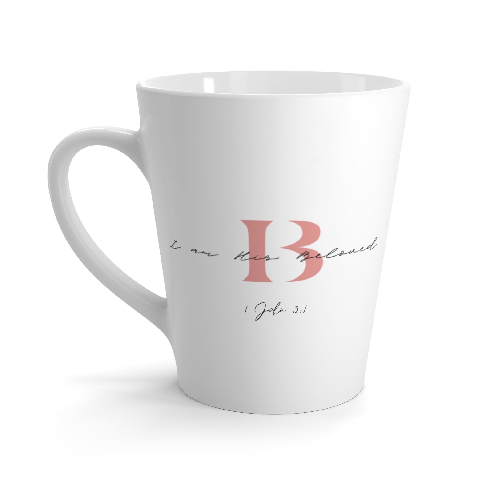I am His Beloved Pink B Latte Mug