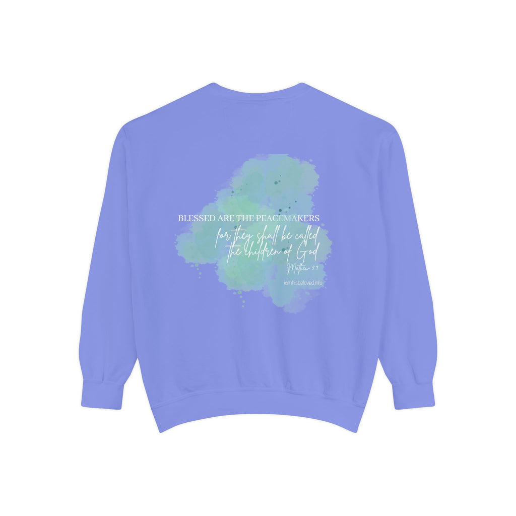 Bee-Attitudes ~ Matthew 5:9 ~ Garment-Dyed Sweatshirt White Letters