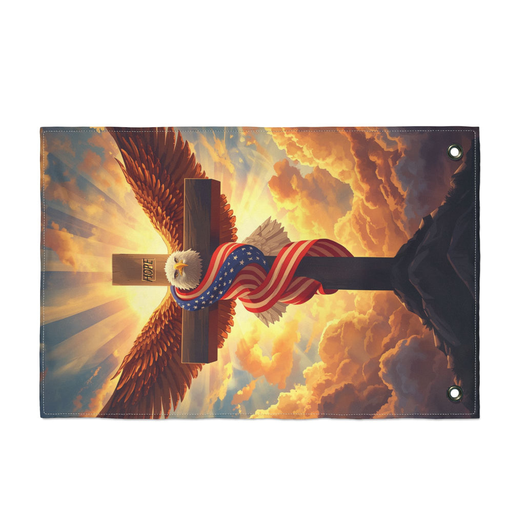 American Eagle and Cross  Double Sided Flag