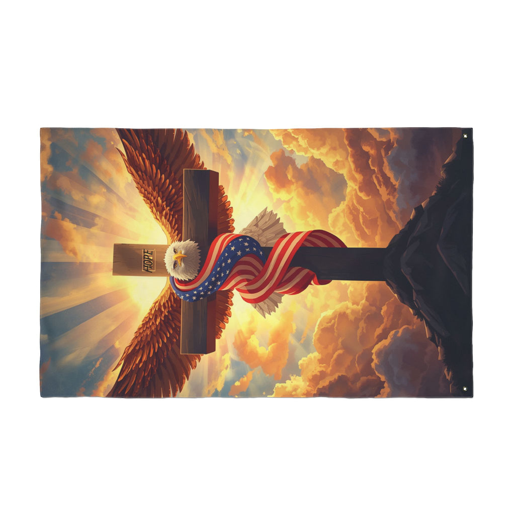 American Eagle and Cross  Double Sided Flag