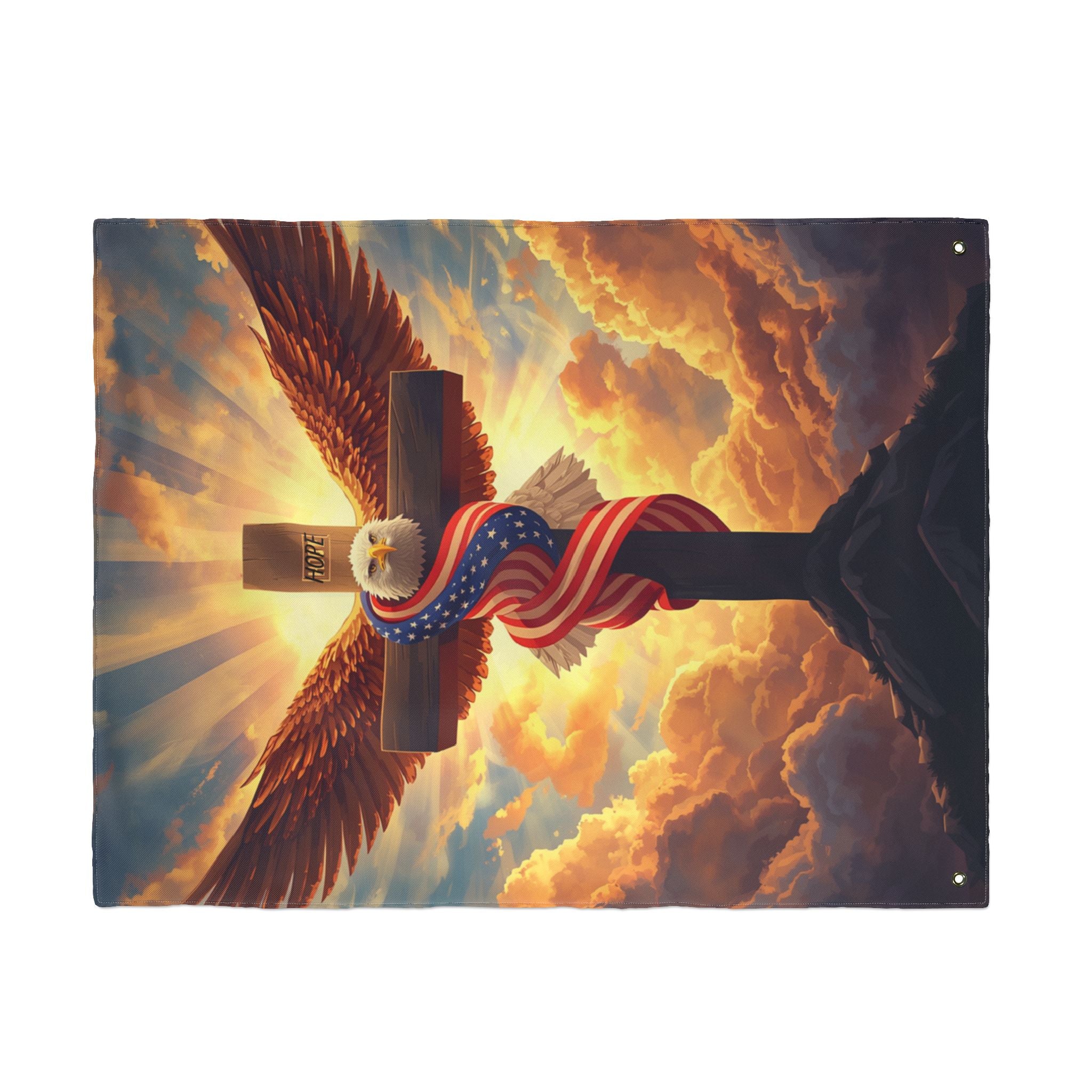American Eagle and Cross  Double Sided Flag