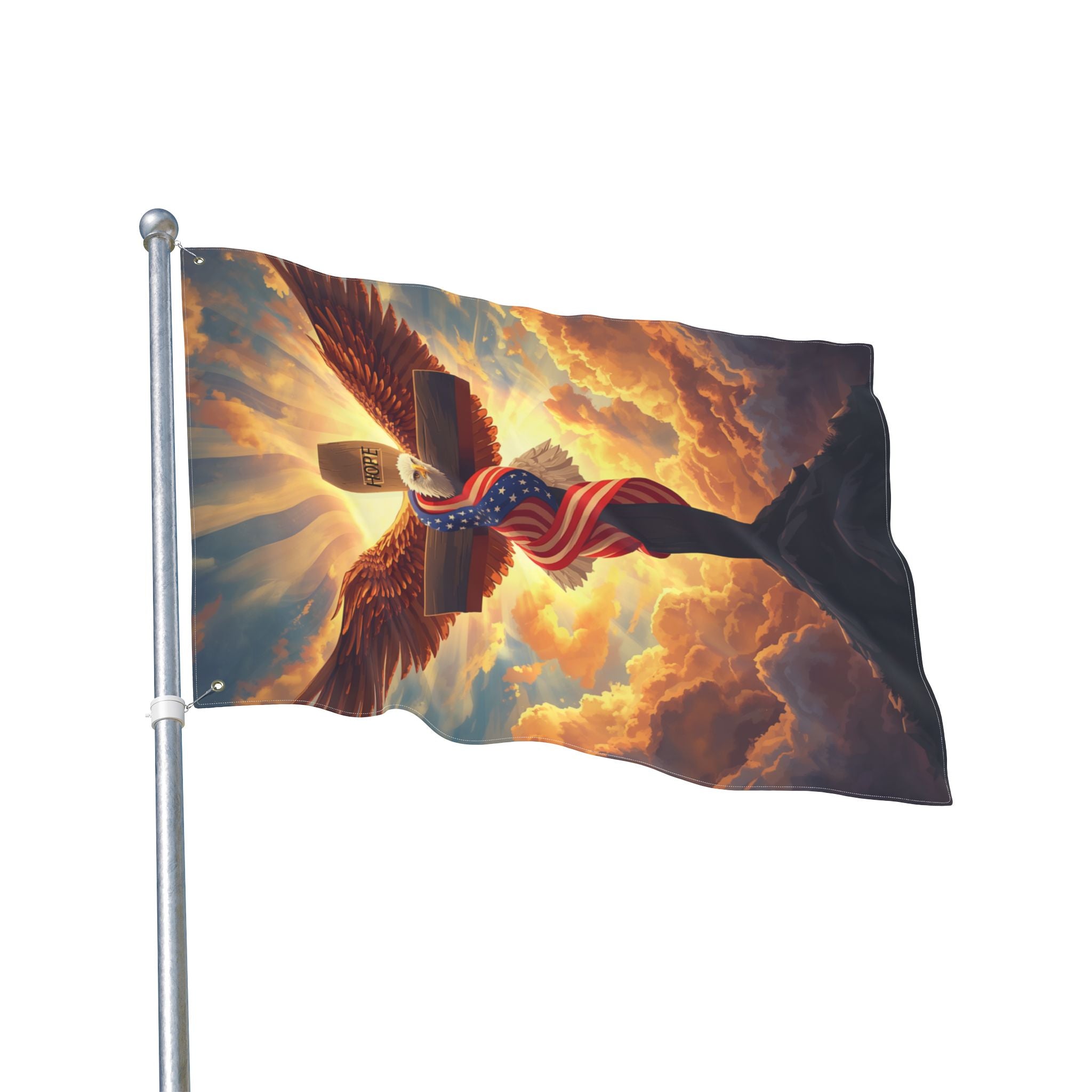 American Eagle and Cross  Double Sided Flag