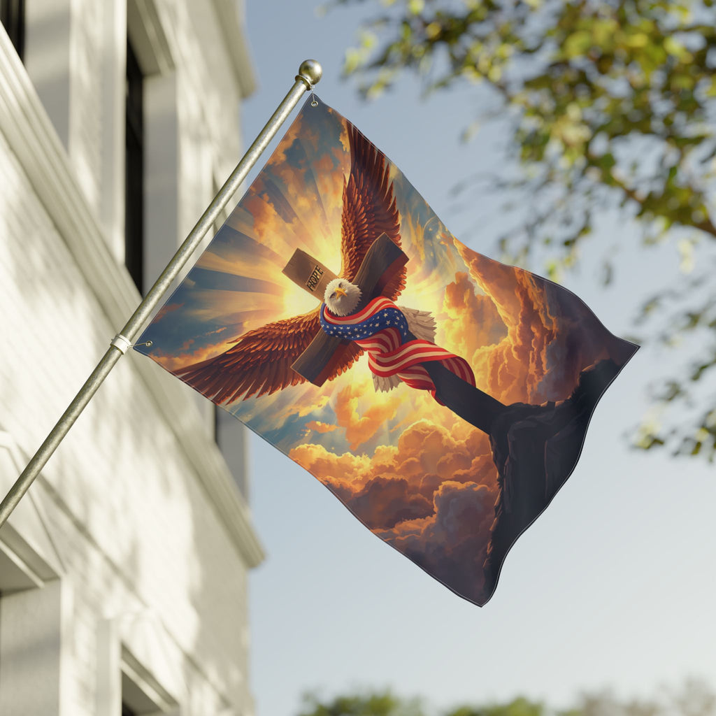 American Eagle and Cross  Double Sided Flag