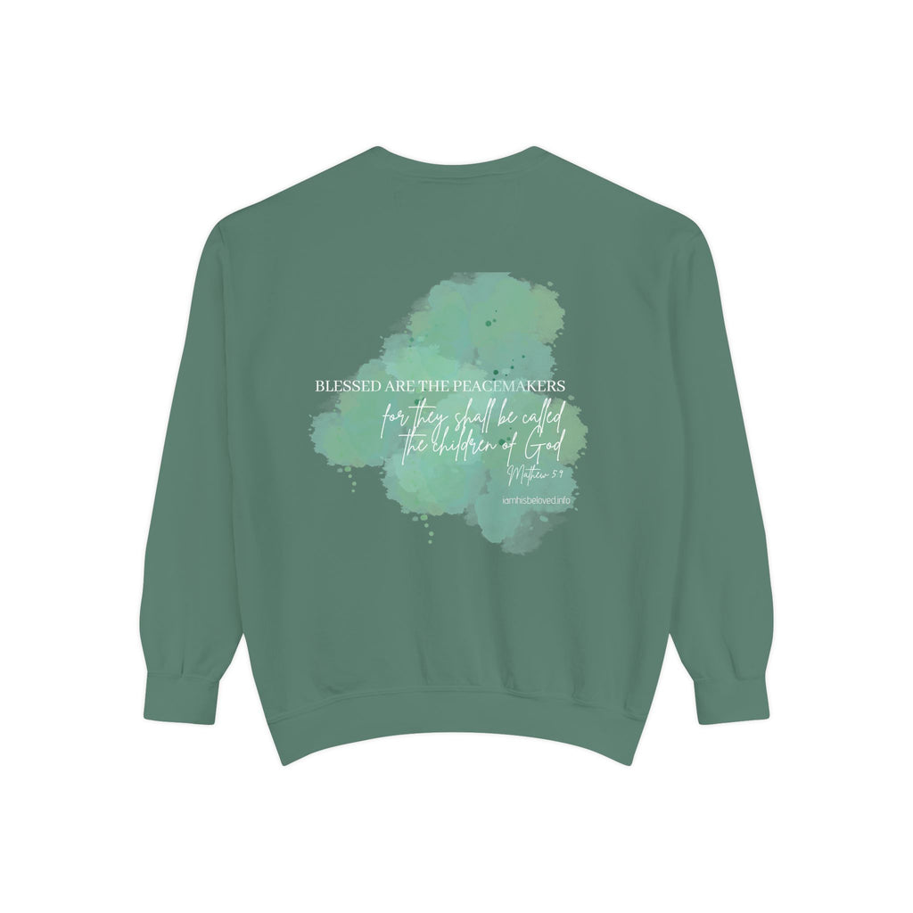 Bee-Attitudes ~ Matthew 5:9 ~ Garment-Dyed Sweatshirt White Letters