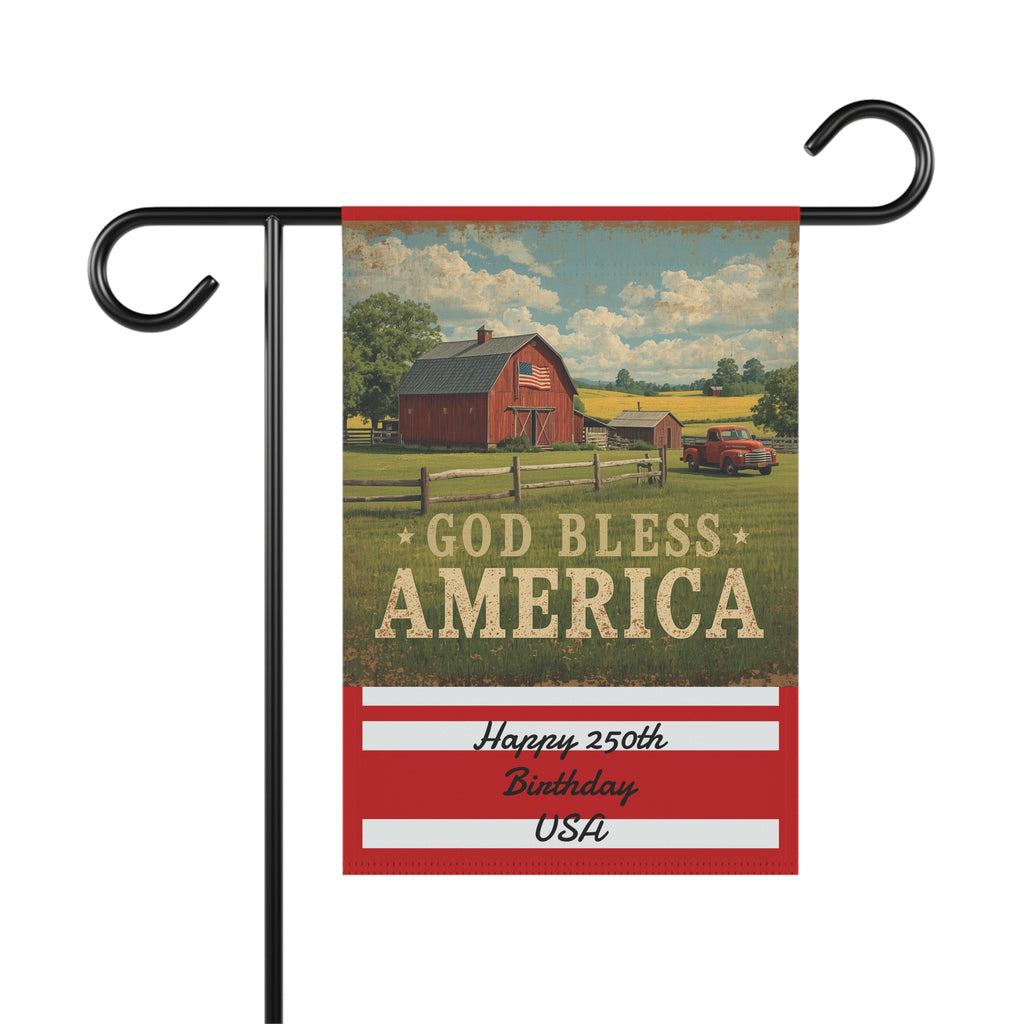 God Bless America Garden Flag Garden & House Banner, Patriotic Barn Design