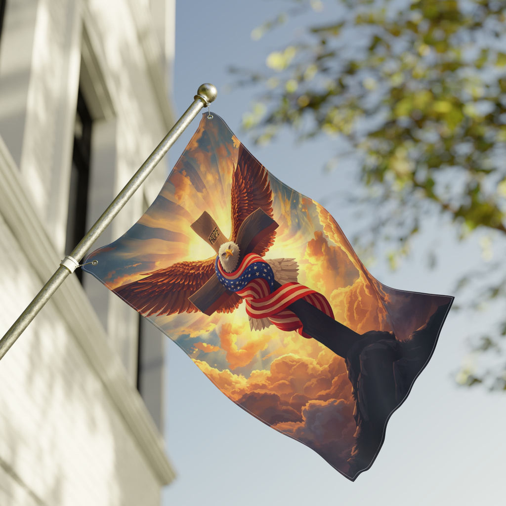 American Eagle and Cross  Double Sided Flag