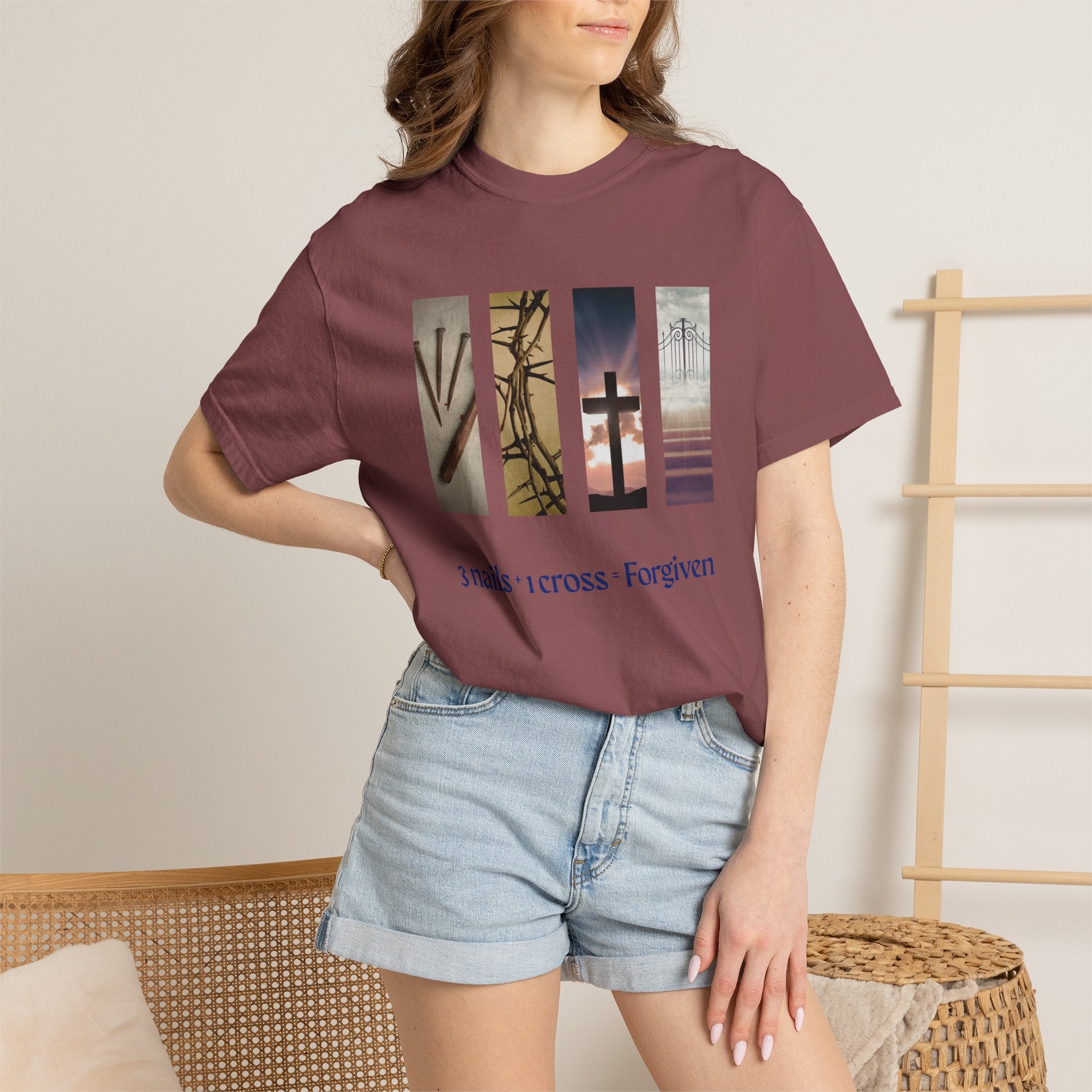Forgiven Unisex T-Shirt - 3 Nails 1 Cross Design
