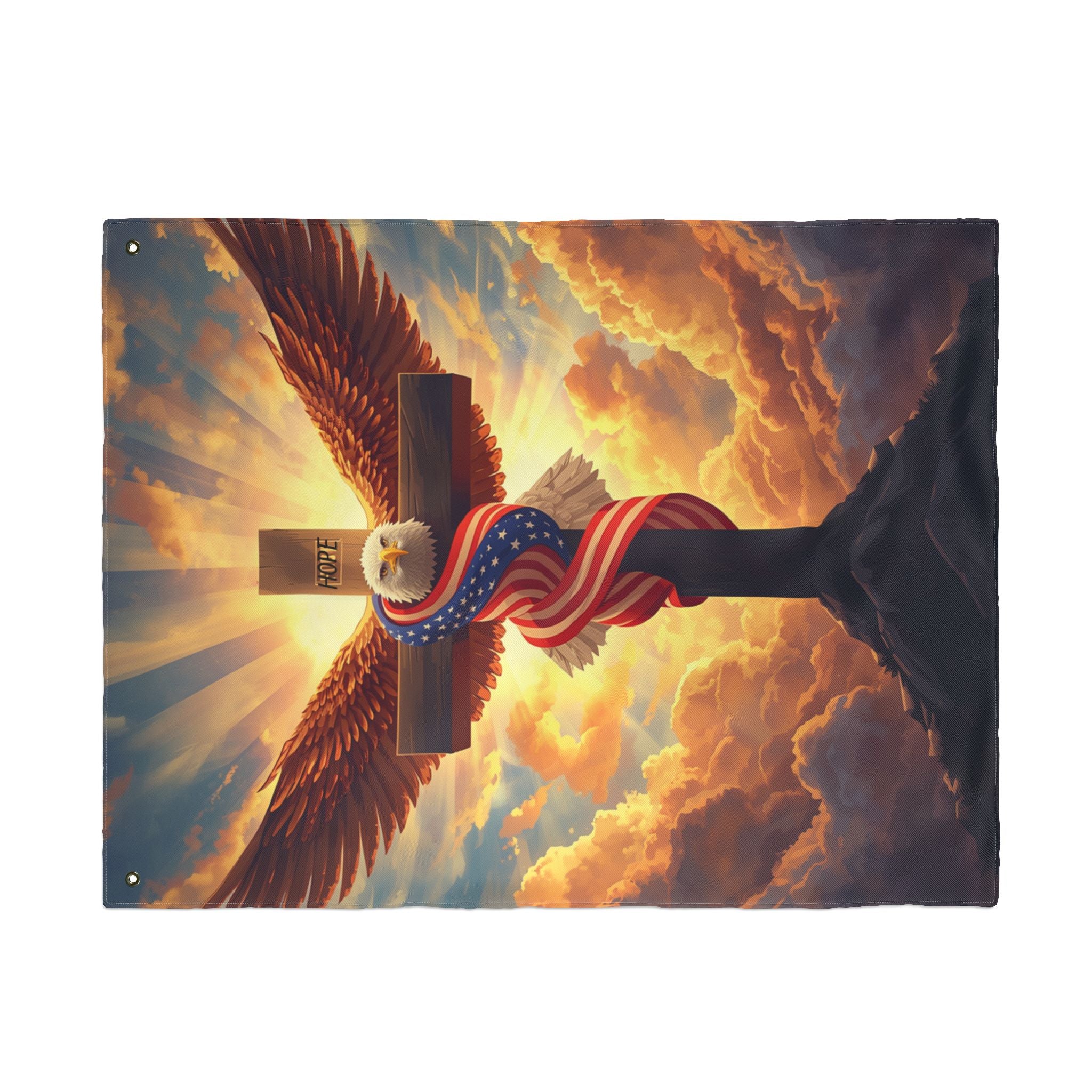 American Eagle and Cross  Double Sided Flag